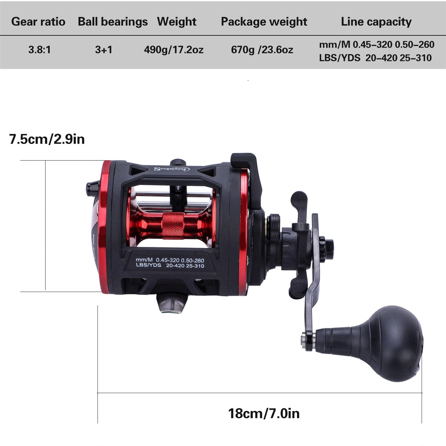 Carretilha Perfil Alto DTR3000 - 25KG de DRAG - 3+1 Rolamentos - Recolhimento 3.8:1