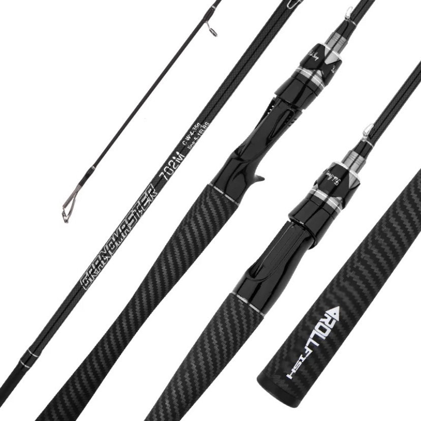 Vara RollFish CARBON P/ Carretilha (100% fibra de carbono) - 1.80m - 15 a 20 Lbs - 2 Partes - O Pescador Urbanovara de pesca