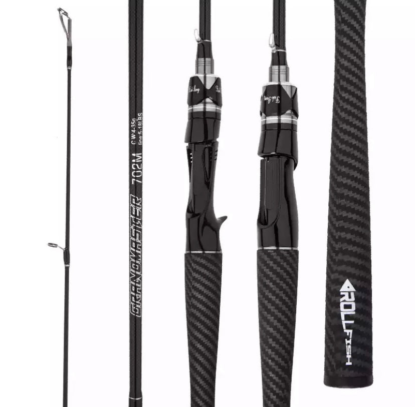 Vara RollFish CARBON P/ Carretilha (100% fibra de carbono) - 1.80m - 15 a 20 Lbs - 2 Partes - O Pescador Urbanovara de pesca